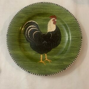 Sakura Green Rooster Dinner Plate